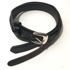 Dos Amigos Black Roped Double Strap Genuine Leather Belt Replaceable Buckle 42